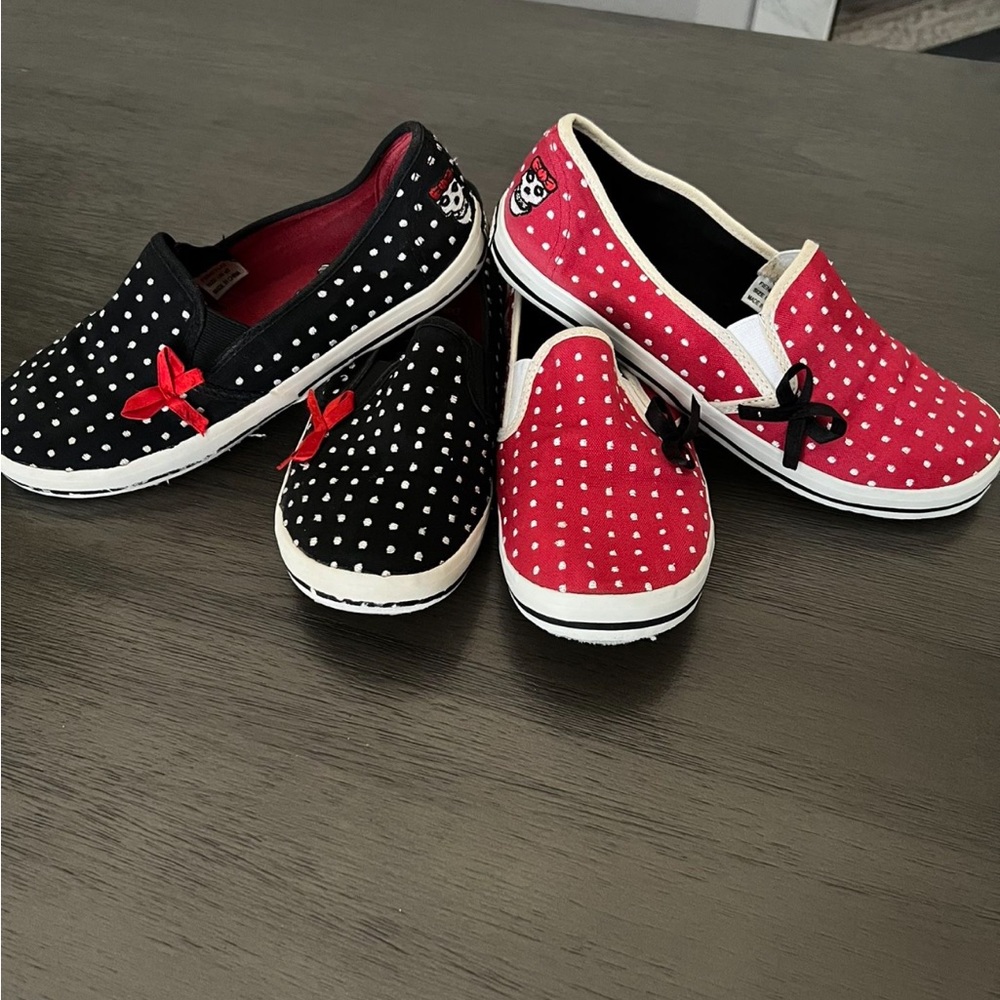 Misfits Red Black and White Polka Dot Draven Slip On Shoes